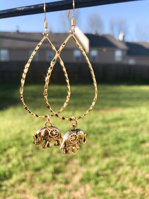 Wanderlust Hoops with Elephant charm